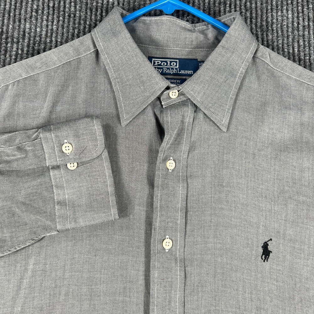 Polo Ralph Lauren Mens Shirt 17 32/33 Andrew Gray Long Sleeve Button Up Cotton